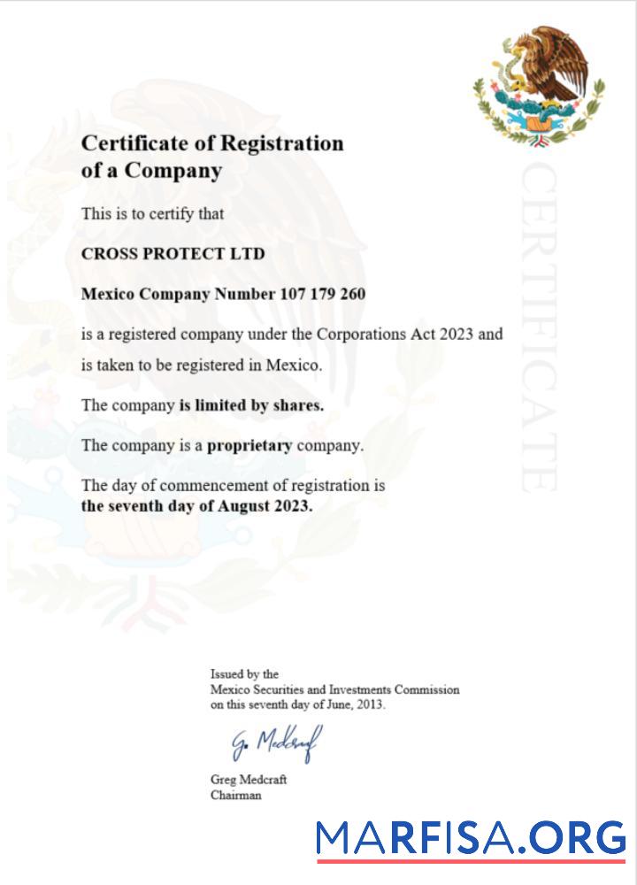 Blank Mexico business registration certificate Word and PDF template
